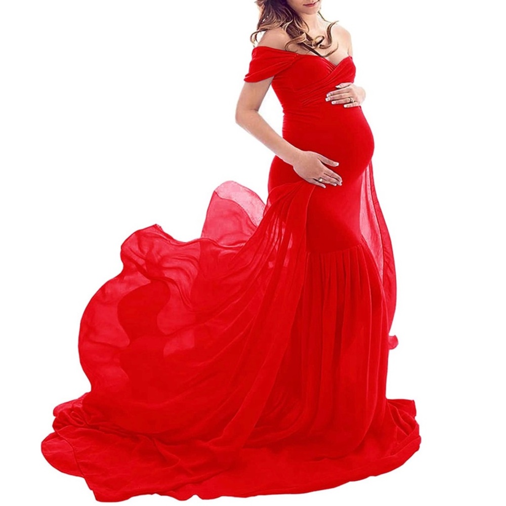 Maternity Photoshoot Off Shoulder Dress